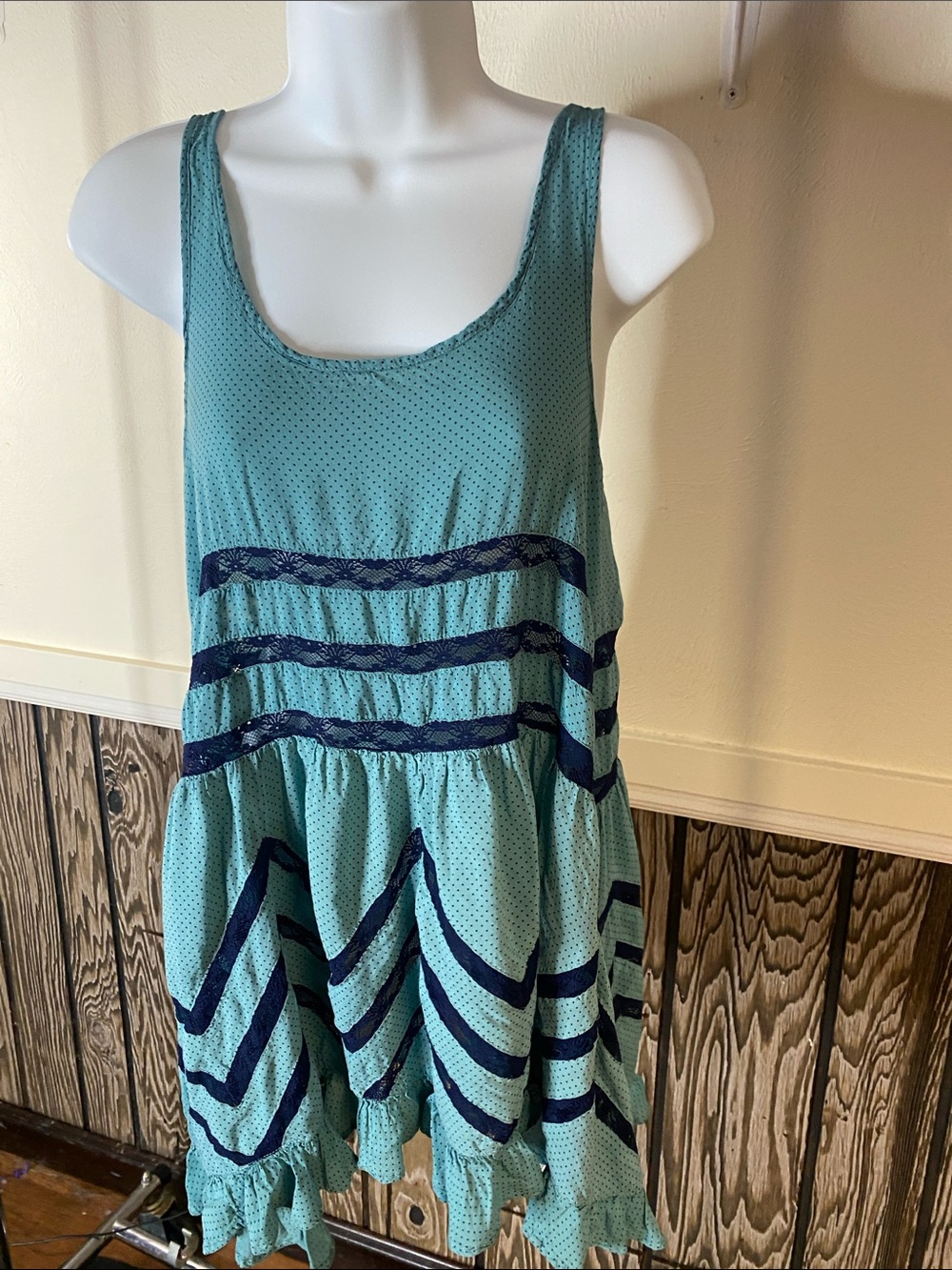 Free People Teal Polka Dot Sleeveless Top
